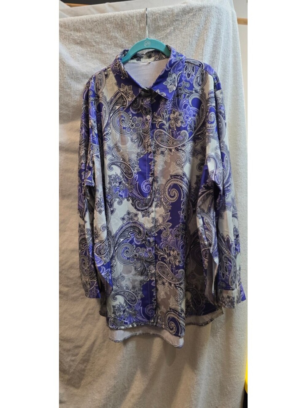 Purple Paisley Button Front Blouse